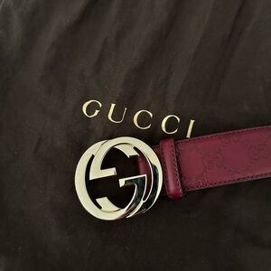 Gucci signature Cherry leather belt 114876 AA 61G 90 36 214351